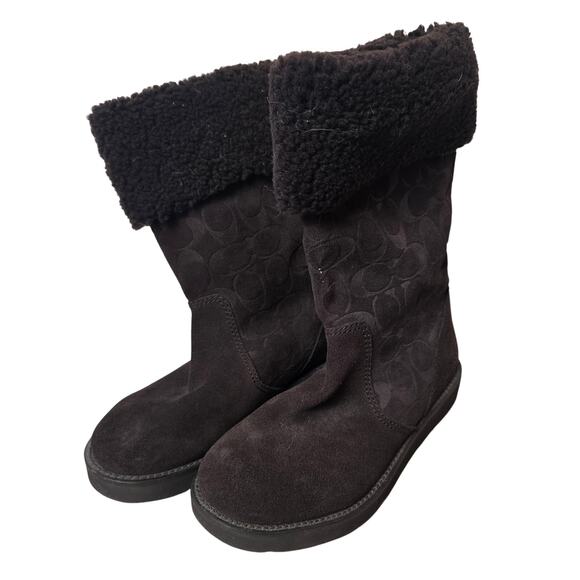 Coach Kally Winter Boots Brown Suede & Shearling Uppers Size 7.5 - Picture 1 of 6